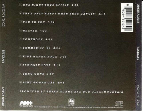 Bryan Adams - Reckless CD Import