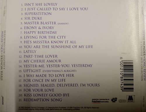 Stevie Wonder - Song Review - A Greatest Hits Collection CD