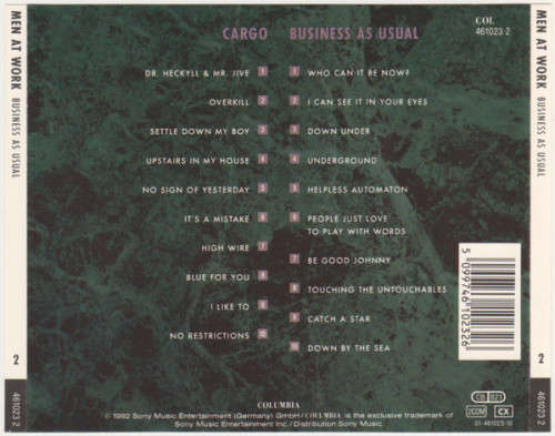 Men At Work - Cargo & Business As Usual - Two Originals Double CD Import