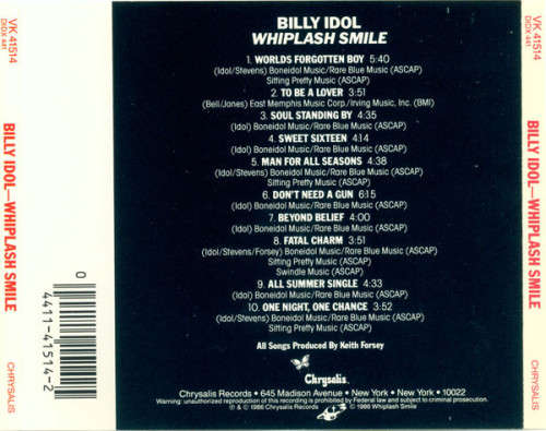 Billy Idol - Whiplash Smile CD Import