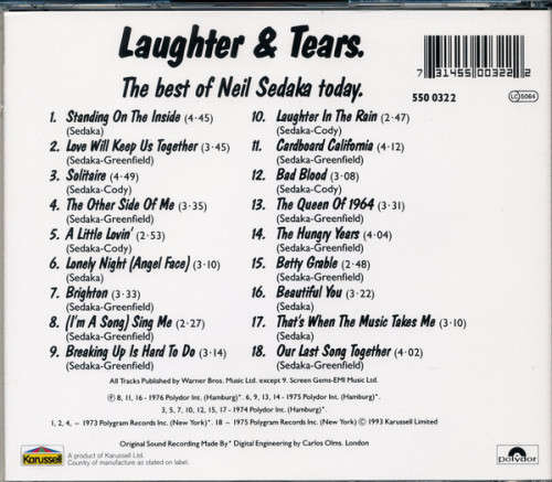 Neil Sedaka - Laughter & Tears - Best of CD Import