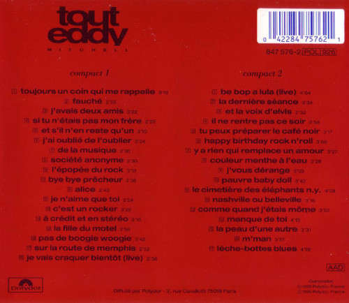 Eddy Mitchell - Tout Eddy (Best of) Double CD Import