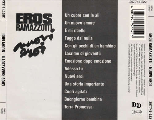 Eros Ramazzotti - Nuovi Eroi CD Import