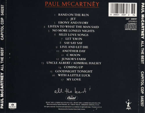 Paul McCartney - All the Best! CD Import