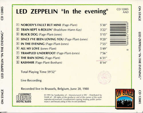 Led Zeppelin - In the Evening CD Import