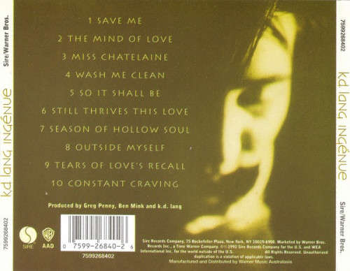 k.d. lang - Ingénue CD Import