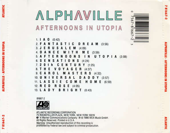 Alphaville - Afternoons In Utopia CD Import