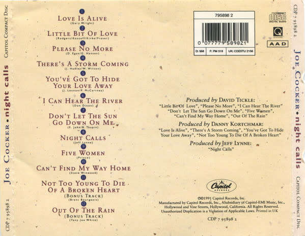Joe Cocker - Night Calls CD Import