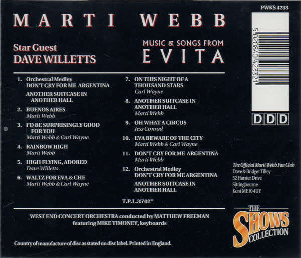 Marti Webb - Music & Songs From Evita CD Import