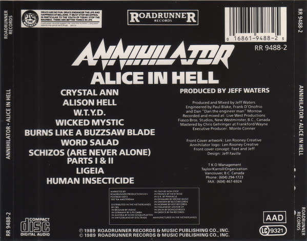 Annihilator - Alice In hell CD Import