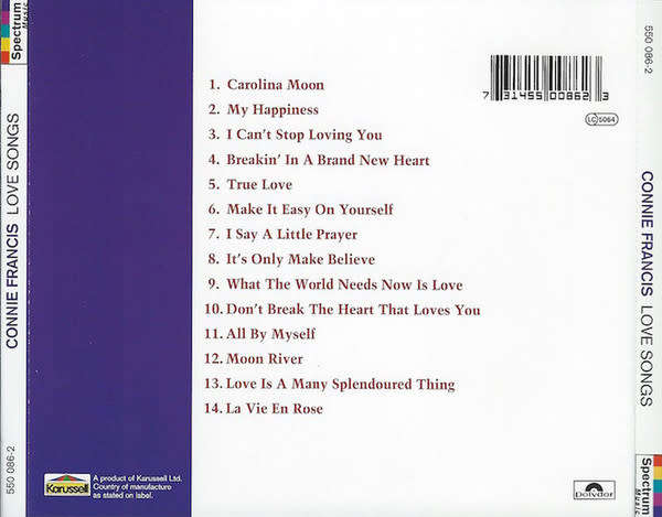 Connie Francis - Love Songs CD Import