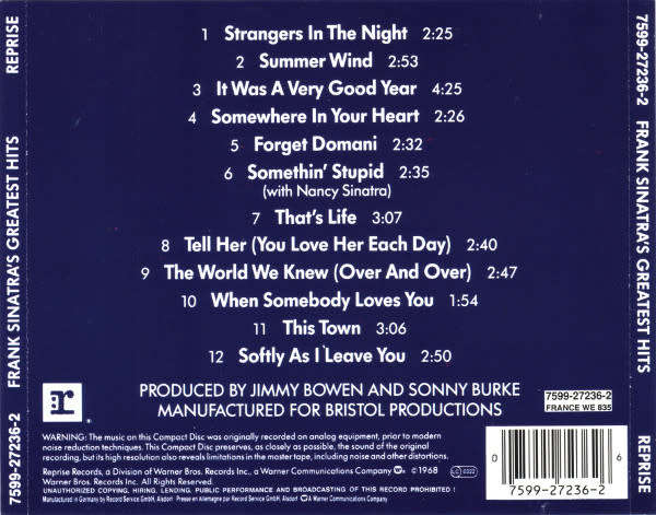 Frank Sinatra - Greatest Hits! CD Import