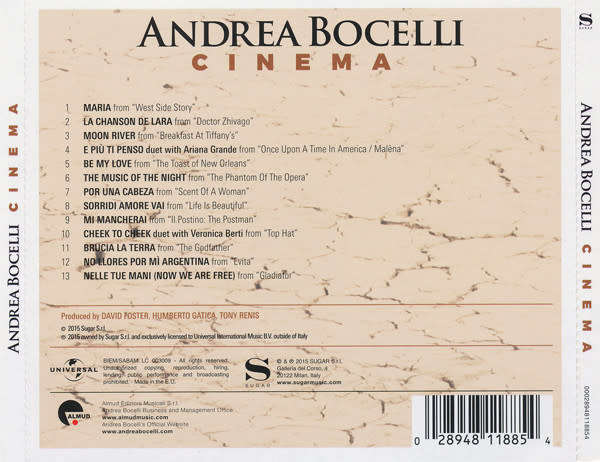 Andrea Bocelli - Cinema CD Import