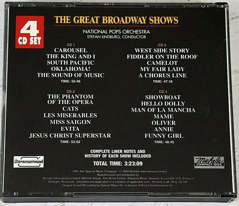 National Pops Orchestra - Great Broadway Shows 4x CD Import