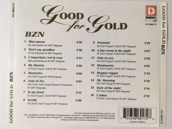 BZN - Good For Gold CD Import