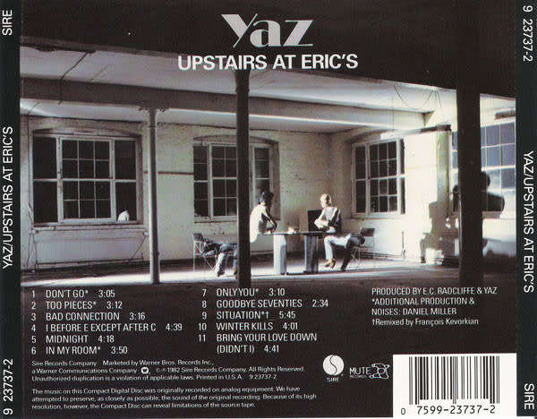 Yaz - Upstairs At Eric's CD Import