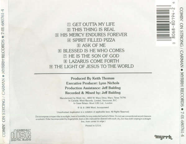 Carman - Comin` On Strong CD Import