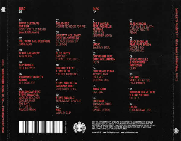 David Guetta - F*** Me I`m Famous! International Double CD Import