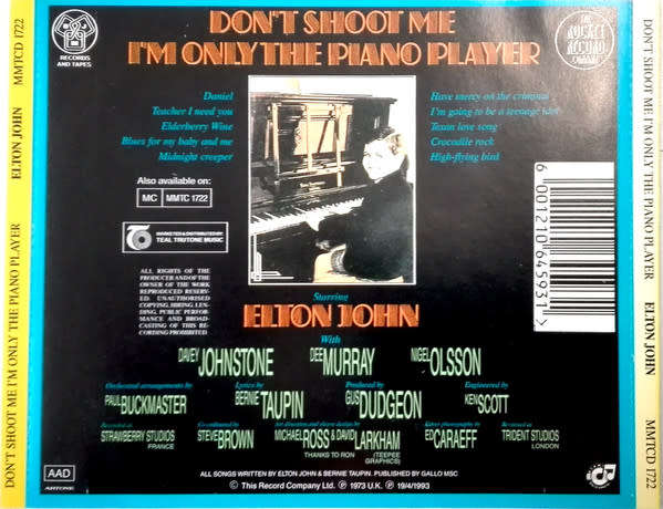 Elton John - Don`t Shoot Me I`m Only the Piano Player CD