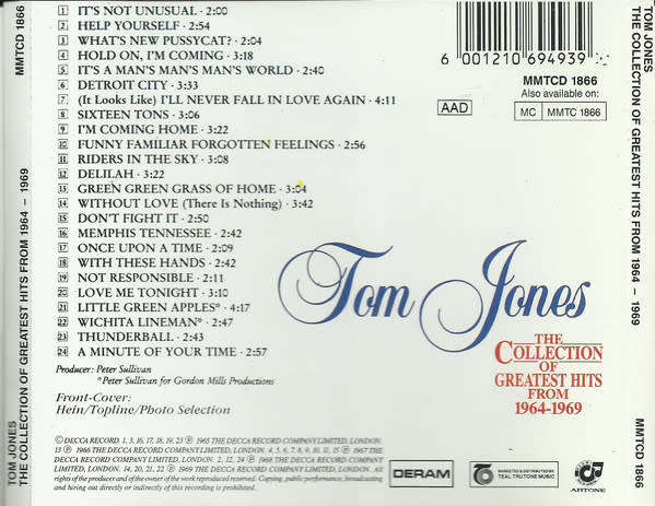 Tom Jones - Collection of Greatest Hits From 1964-1969 CD