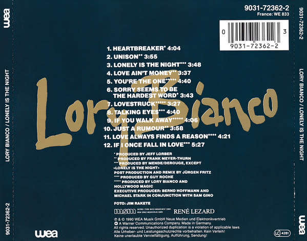 Lory Bianco - Lonely Is the Night CD Import