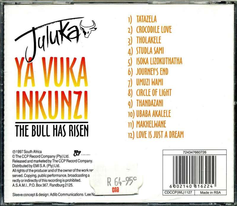Juluka - Ya Vuka Inkunzi  The Bull Has Risen CD