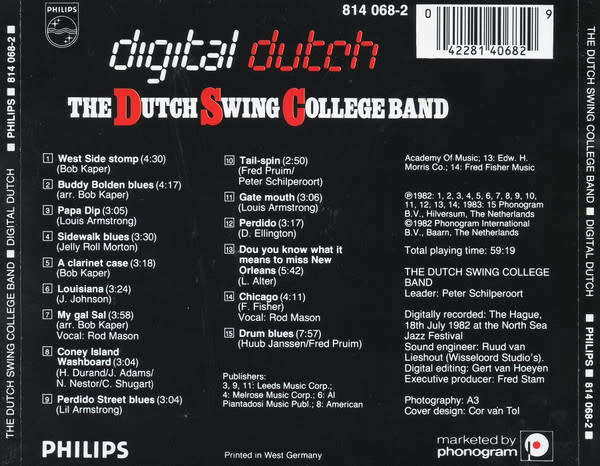 Dutch Swing College Band  Digital Dutch CD Import