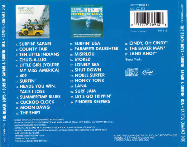 Beach Boys - Surfin` Safari & Surfin` USA CD Import