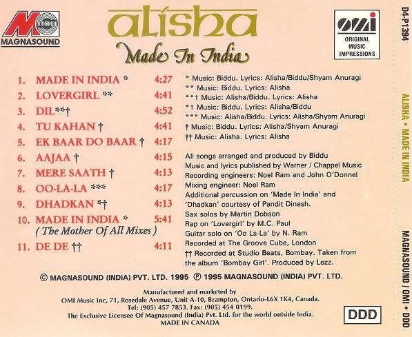 Alisha - Made In India CD Import