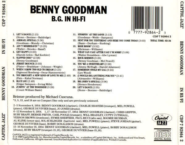 Benny Goodman - B.G. In Hi-Fi CD Import