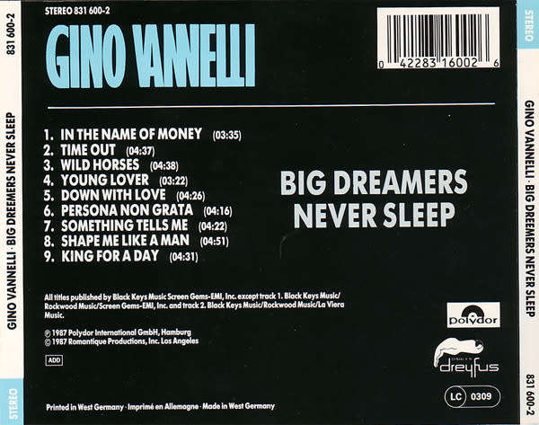 Gino Vannelli - Big Dreamers Never Sleep CD Import