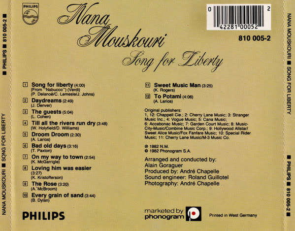 Nana Mouskouri - Song For Liberty CD Import