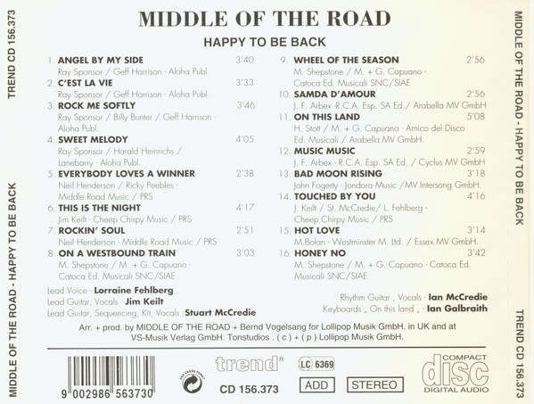 Middle of the Road - Happy To Be Back CD Import