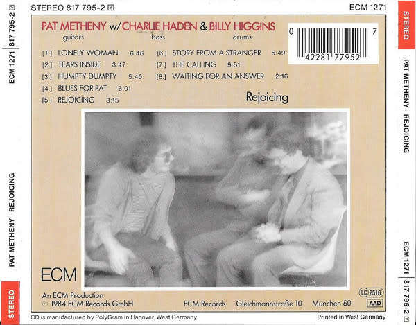Pat Metheny & Charlie Haden & Billy Higgins - Rejoicing CD Import