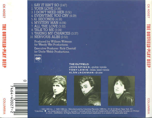 The Outfield - Play Deep CD Import Sealed