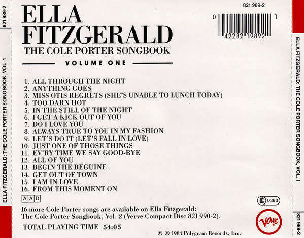 Ella Fitzgerald - Cole Porter Songbook Volume One CD Import