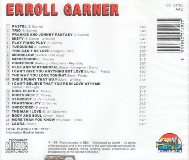 Erroll Garner - Pastel CD Import