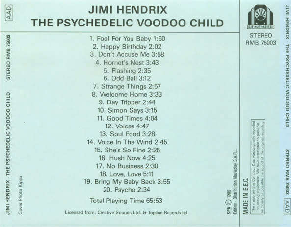 Jimi Hendrix - Psychedelic Voodoo Child CD Import