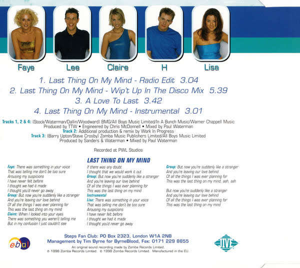 Steps - Last Thing On My Mind Maxi CD Single Import