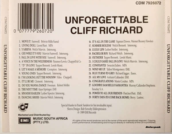 Cliff Richard - Unforgettable CD