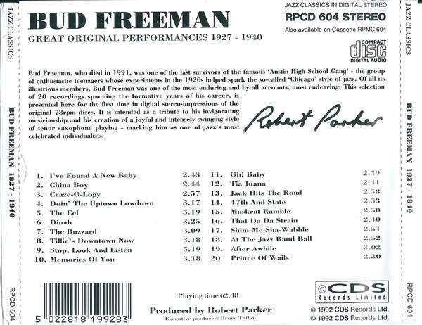 Bud Freeman - Great Original Performances 1927-1940 CD Import