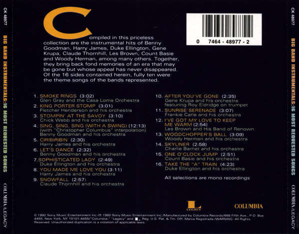 Various - Big Band Instrumentals: 16 Most Requested Songs CD Import