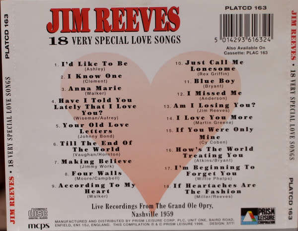 Jim Reeves - 18 Very Special Love Songs CD Import