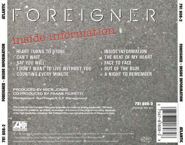 Foreigner - Inside Information CD Import
