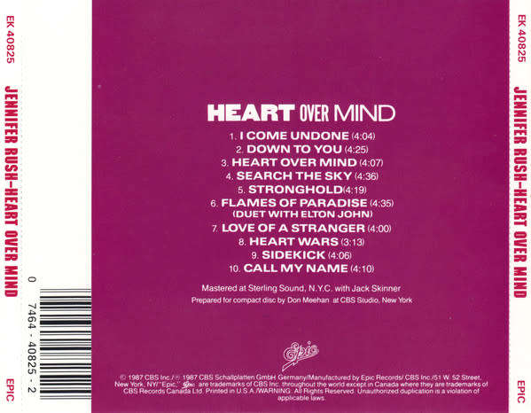 Jennifer Rush - Heart Over Mind CD Import