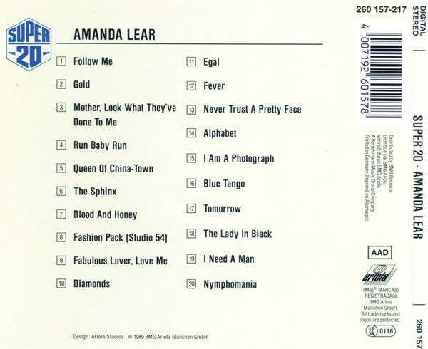 Amanda Lear - Super 20 CD Import (Best of)