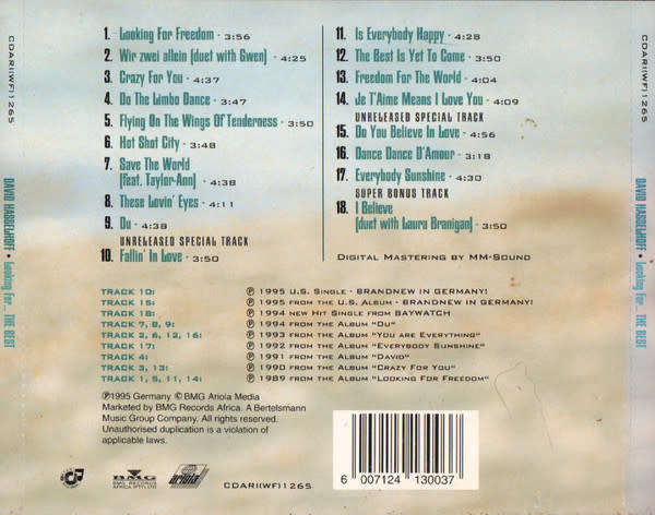 David Hasselhoff - Looking For ... The Best CD