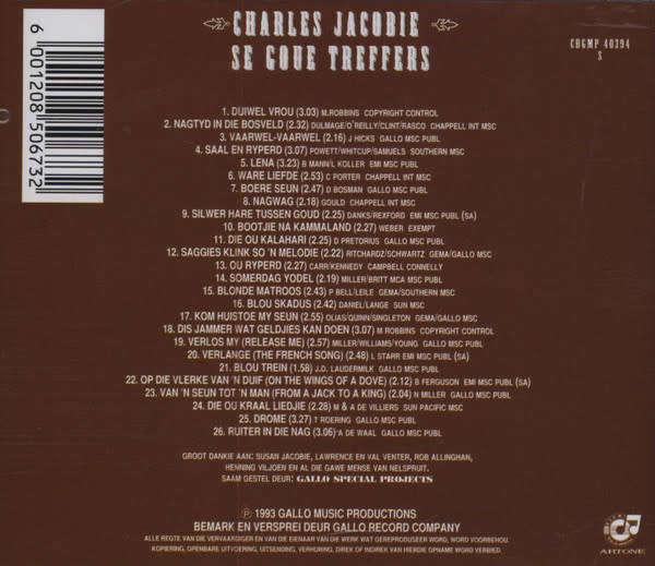 Charles Jacobie - Se Goue Treffers CD