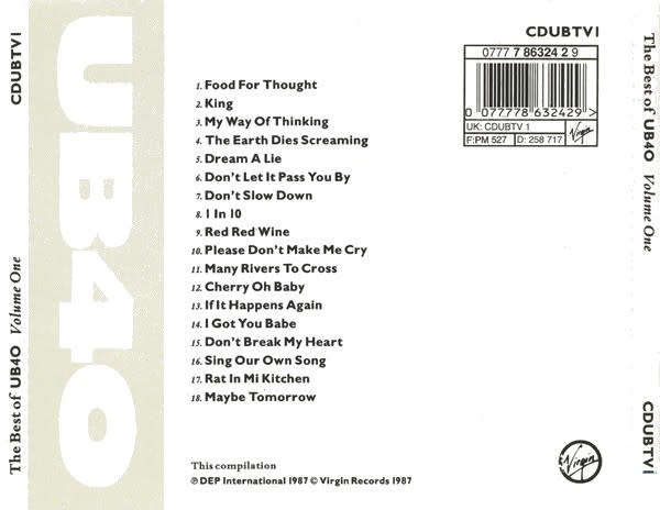 UB40 - Best of - Volume One CD Import