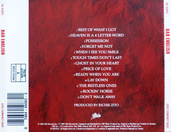 Bad English - Bad English CD Import